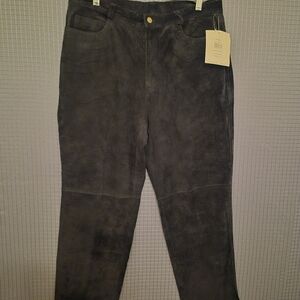 Rafaella Black Suede Straight Leg Pants